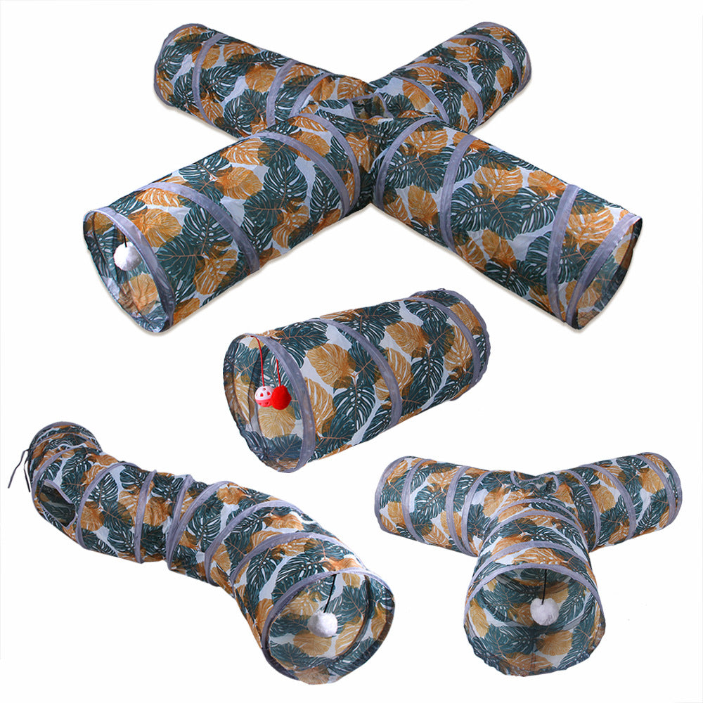 Foldable Cat Tunnel Toy — Collapsible Crinkle Play Maze