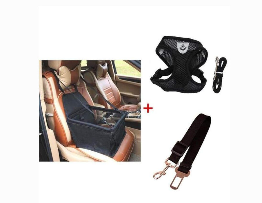 Dog Car Seat Carrier with Safety Harness & Leash Set