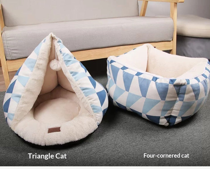 2-in-1 Cat Cave Bed — Cozy Hideaway Converts to Open Nest