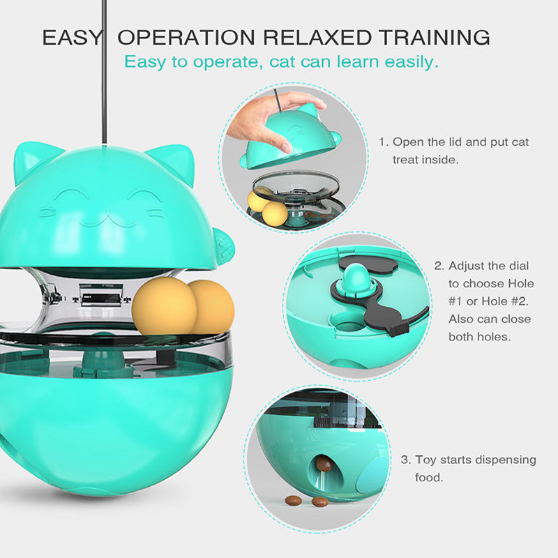 Interactive Cat Treat Dispenser Tumbler & Track Ball Toy