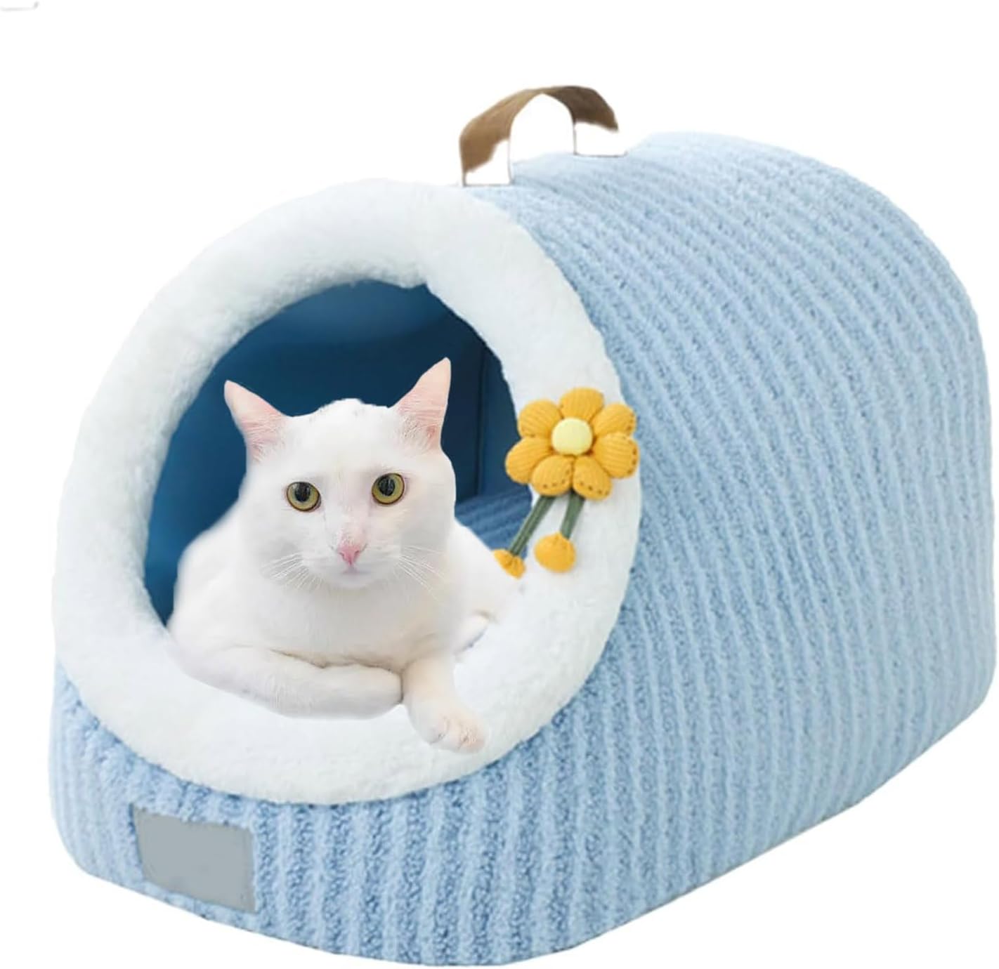Calming Cat Cave Bed with Washable Cushion for Indoor Cats