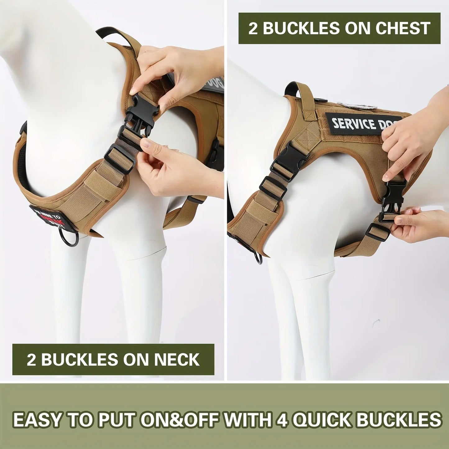 Tactical Dog Harness — Adjustable Reflective Vest for Hiking & Training