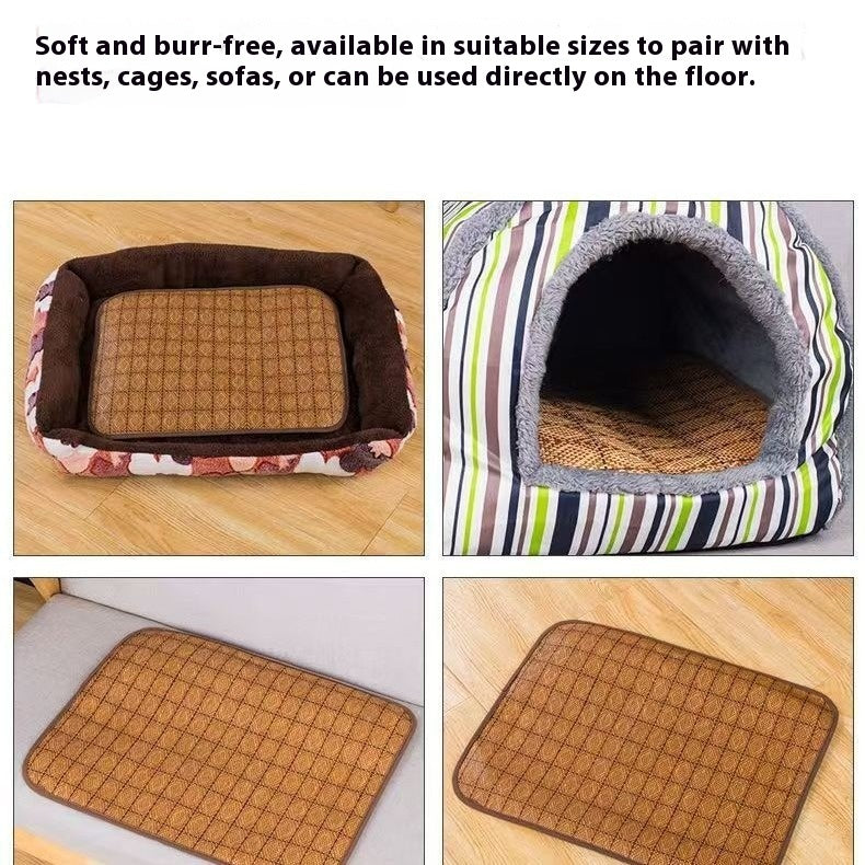 Cooling Dog Mat — Natural Rattan Fiber Summer Sleeping Pad - photo 2