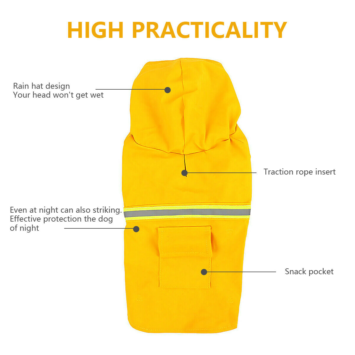 Hooded Dog Raincoat with Reflective Stripe & Leash Hole