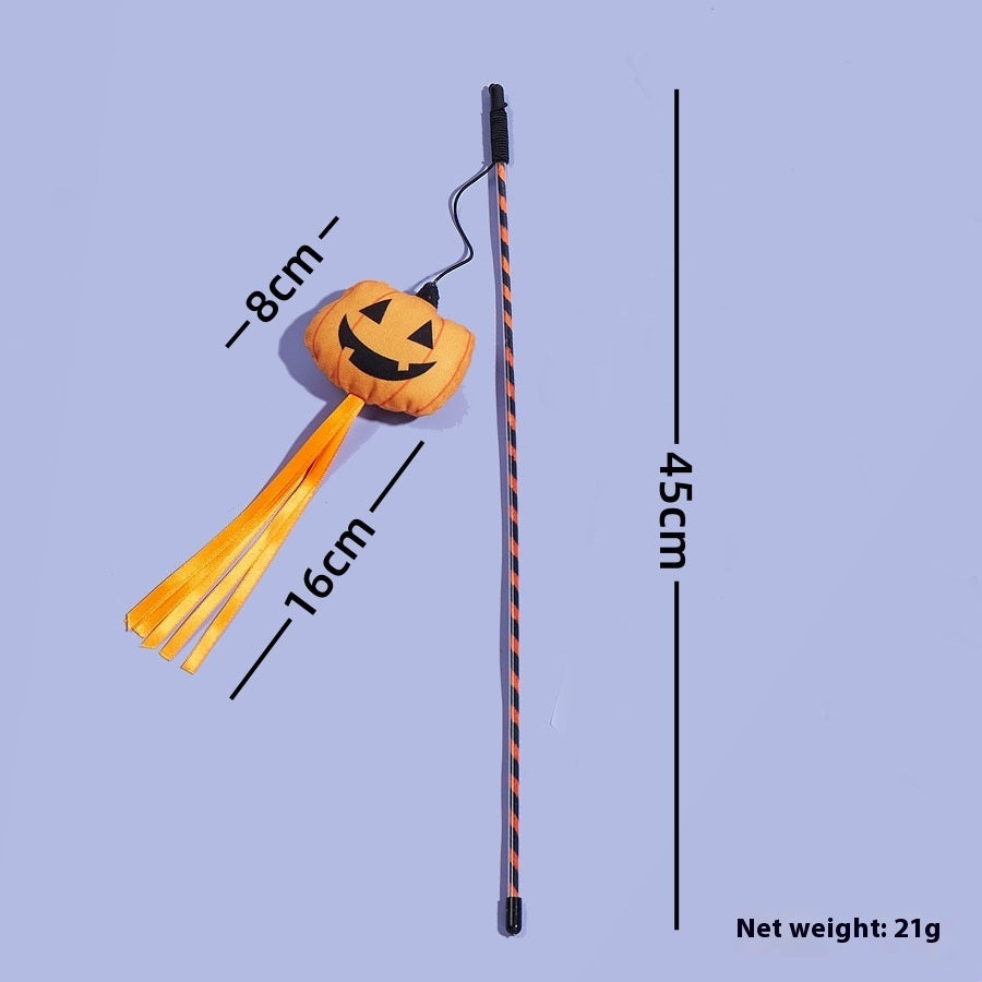 Additional view of Halloween Cat Teaser Wand — Ghost & Pumpkin Plush Toy