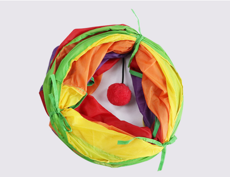 Collapsible Cat Tunnel Toy — Rainbow S-Shaped Hideaway