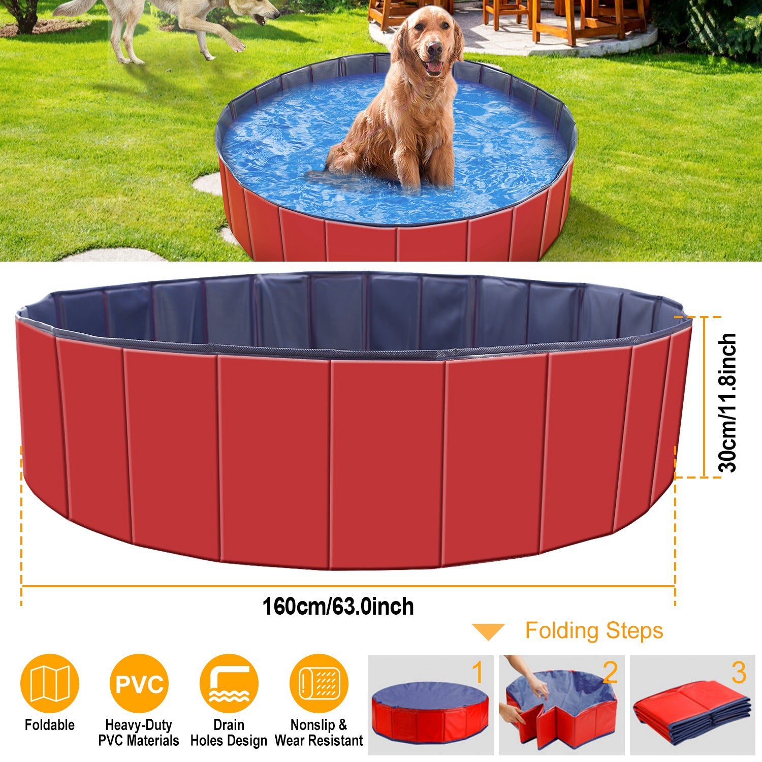 Foldable Dog Swimming Pool — Cooling Bath & Splash Tub for Pets