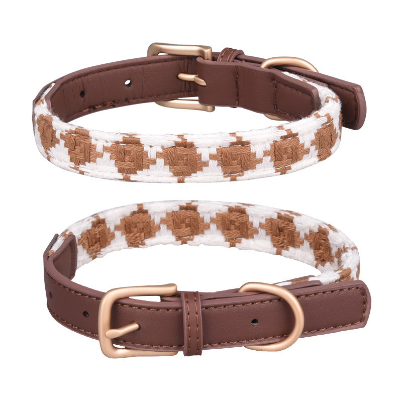 Additional view of Plaid Dog Collar — Soft Woven Linen Comfort Collar