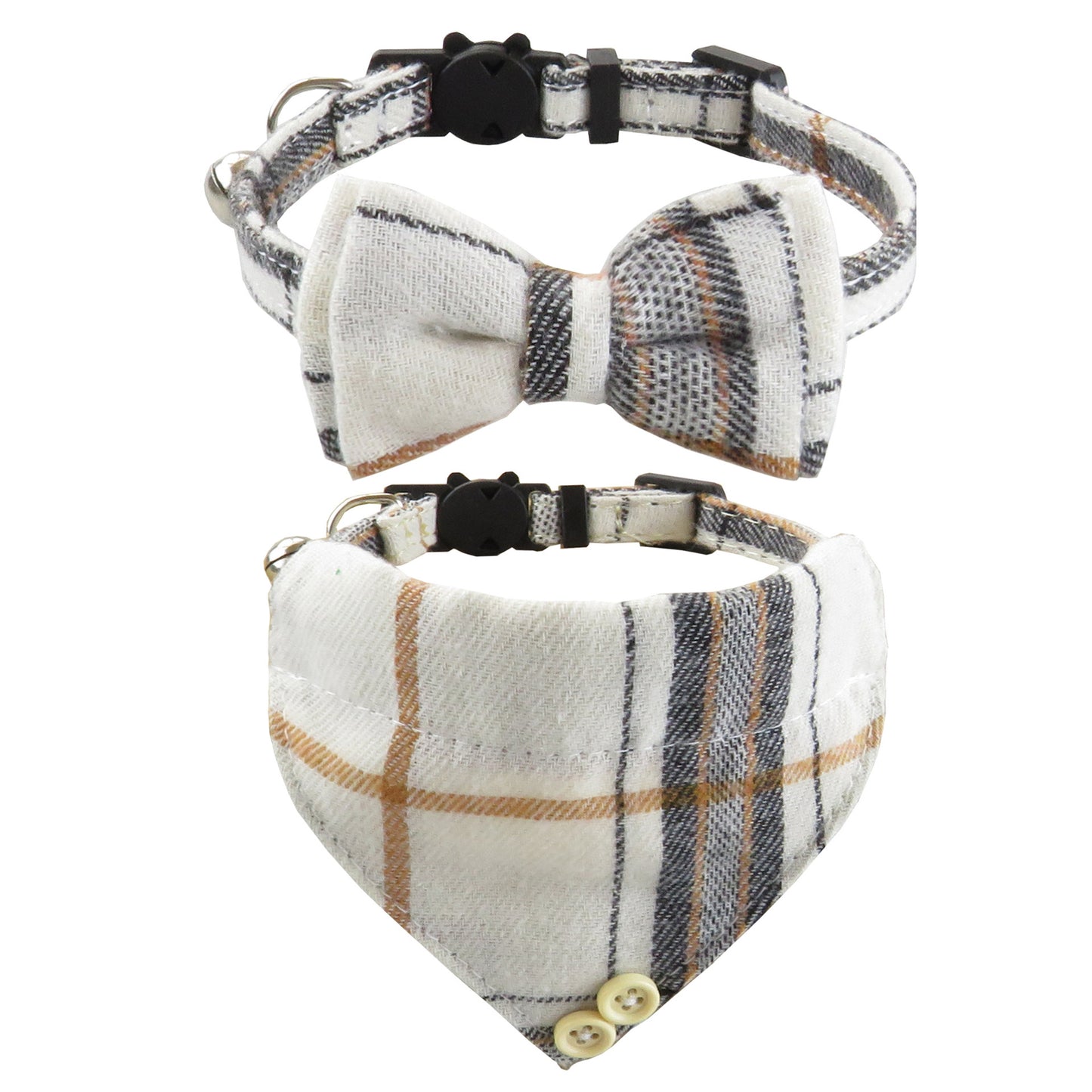Breakaway Cat Collar with Bow Tie & Plaid Bandana