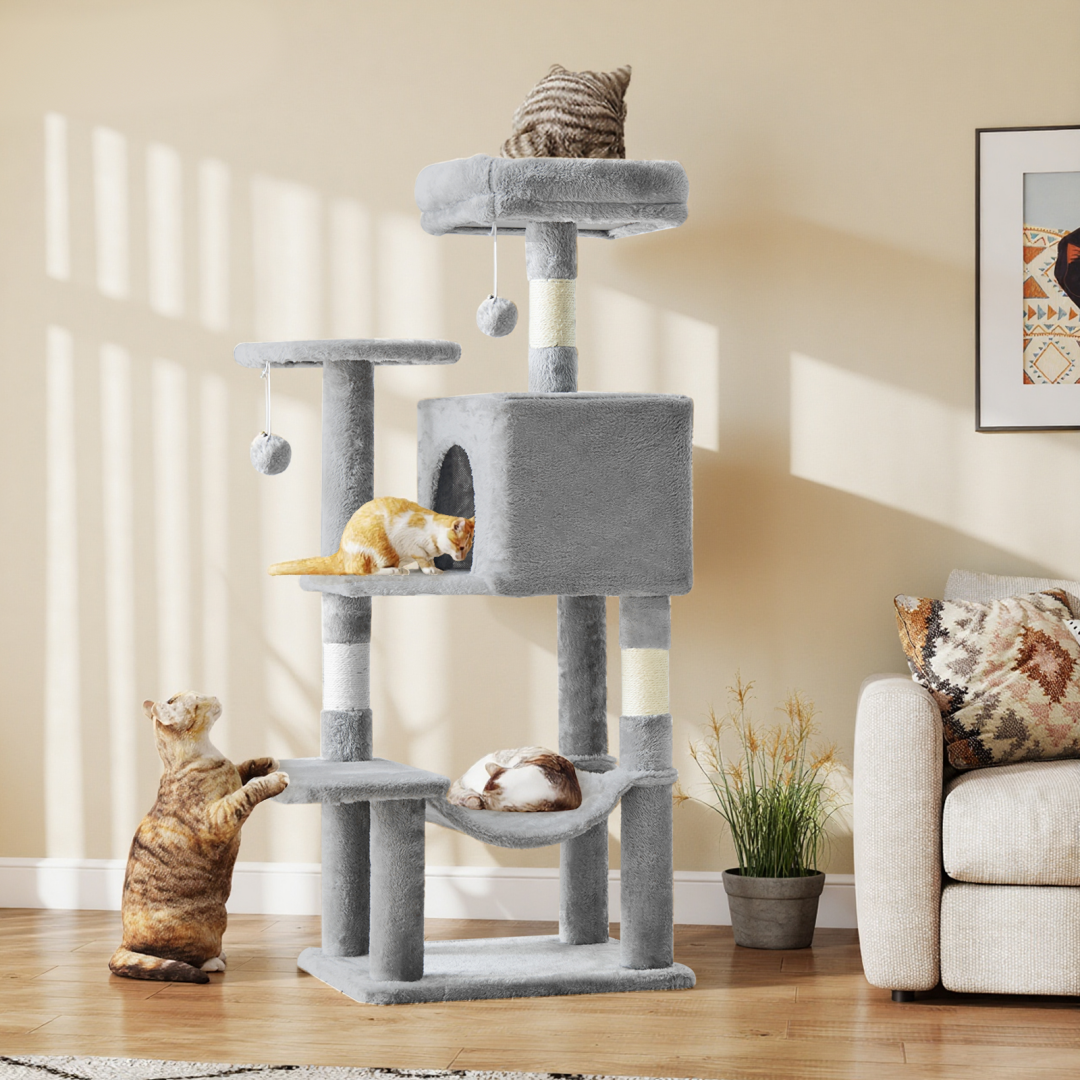 44-Inch Cat Tree Tower with Sisal Scratching Posts & Hammock