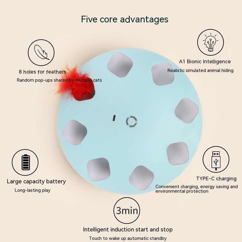 Automatic UFO Cat Teaser Toy with Rotating Feather