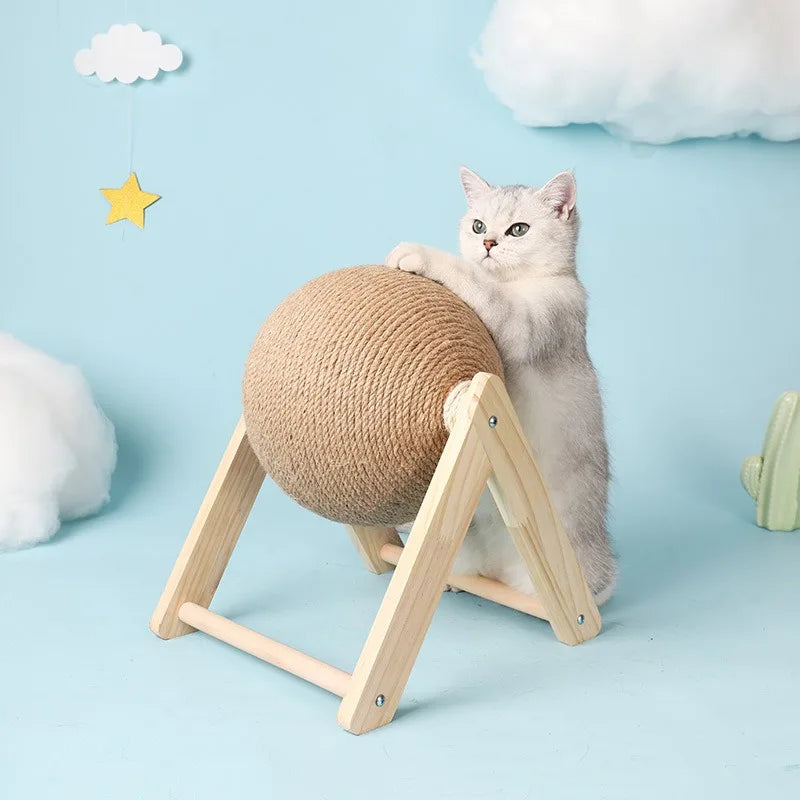 Lifestyle view of Sisal Spin Cat Scratcher Ball