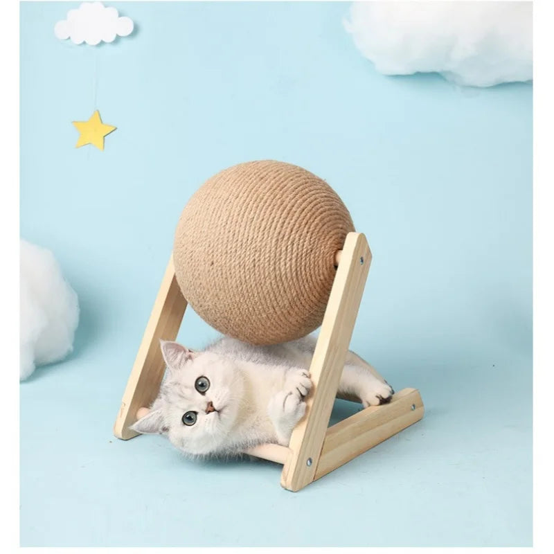 Lifestyle view of Sisal Spin Cat Scratcher Ball