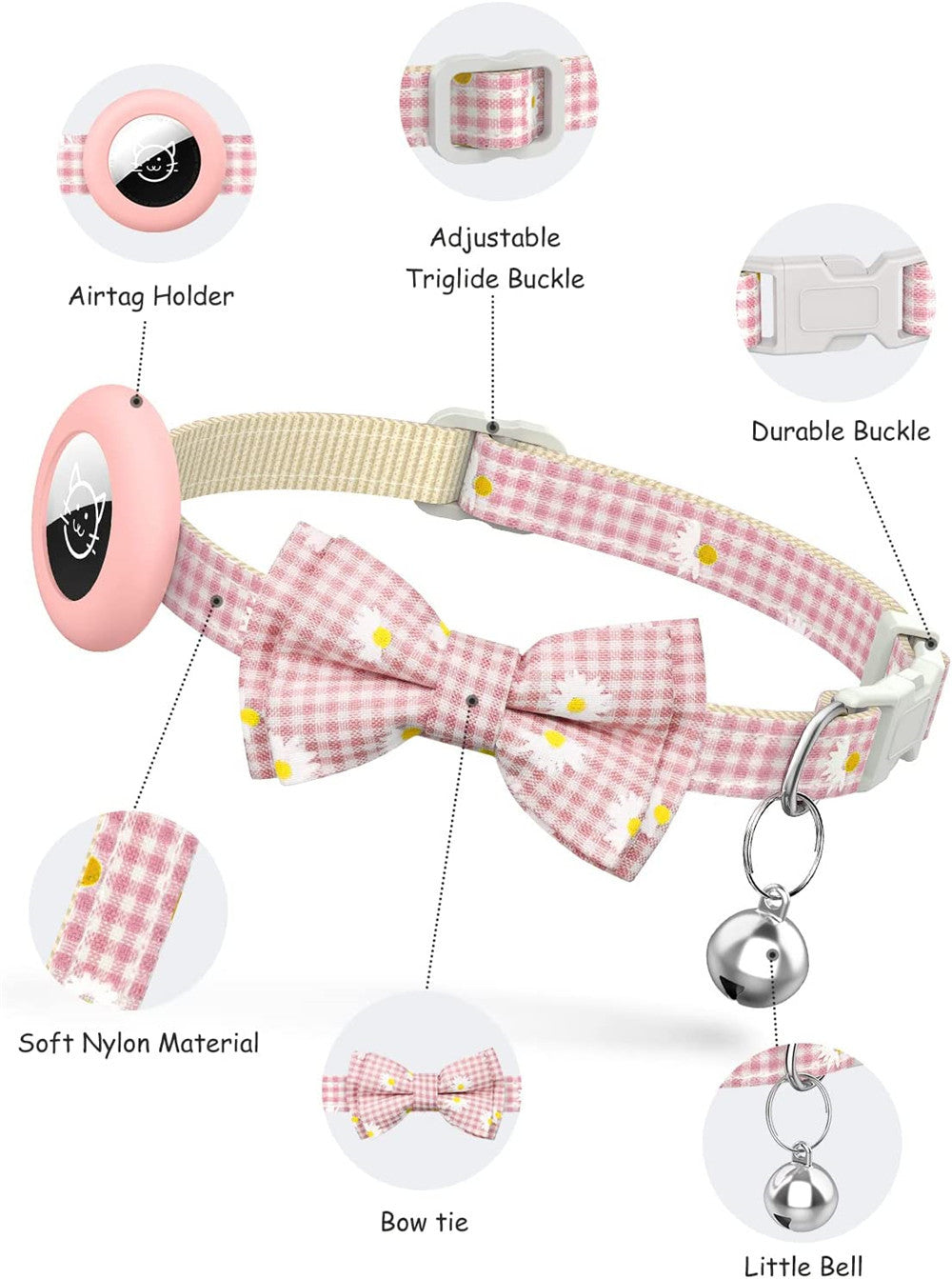 Additional view of Plaid Bow Dog & Cat Collar — Adorable Everyday Charm