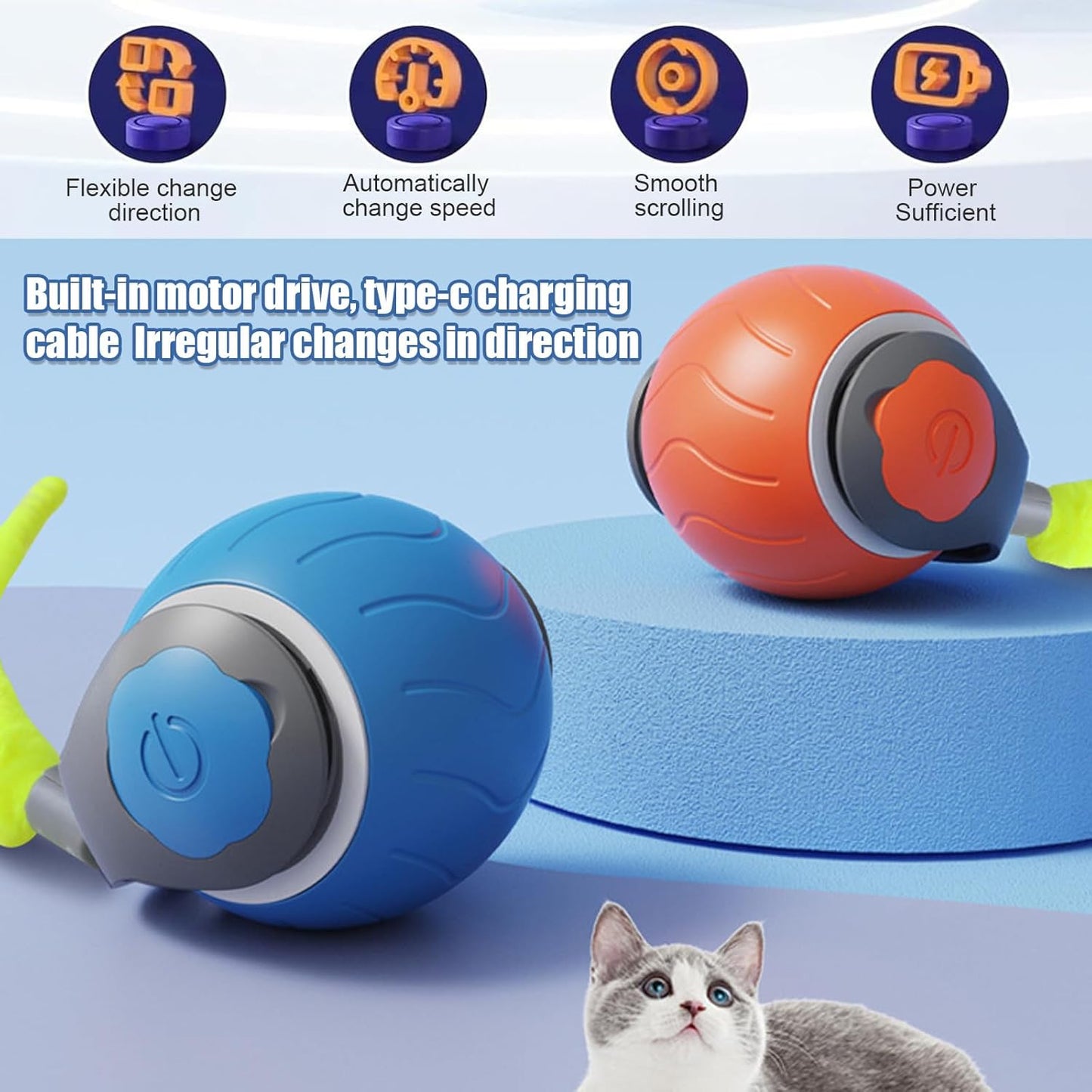Speedy Tail Interactive Cat Ball Toy for Indoor Cats