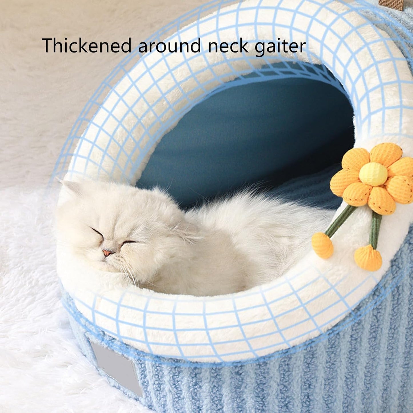 Calming Cat Cave Bed with Washable Cushion for Indoor Cats