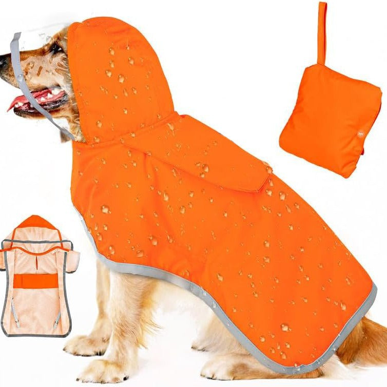Hooded Dog Raincoat with Clear Visor Cap for Small Dogs