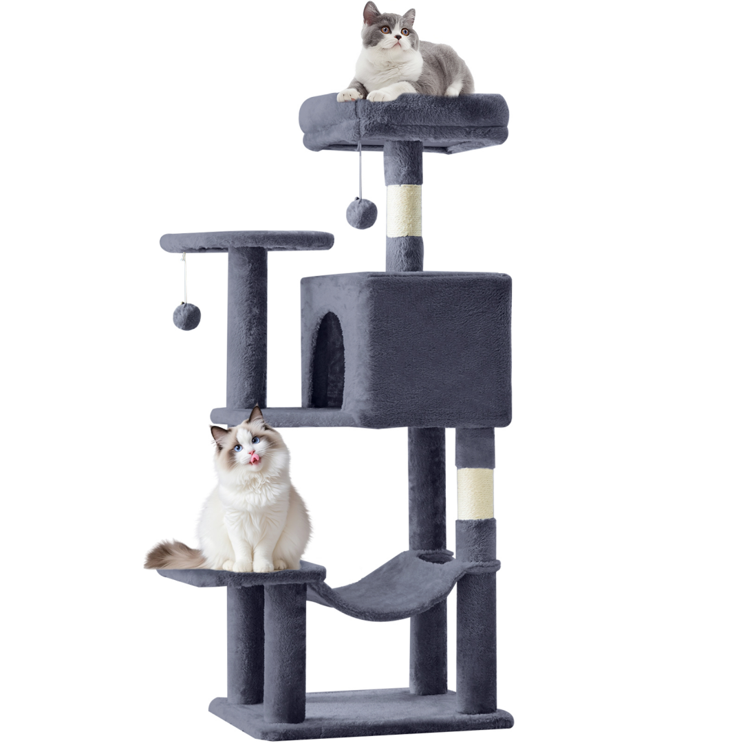 44-Inch Cat Tree Tower with Sisal Scratching Posts & Hammock