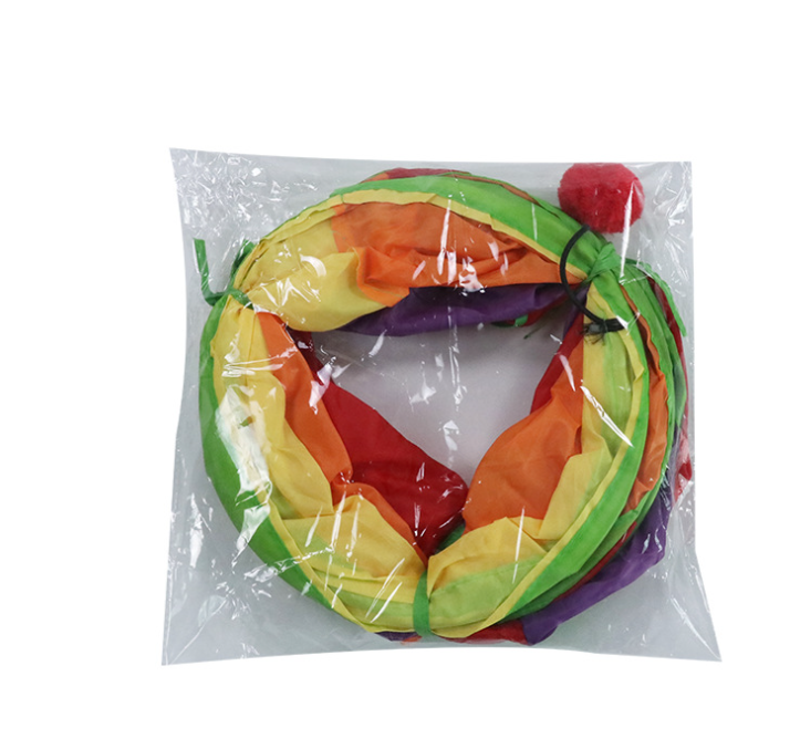 Collapsible Cat Tunnel Toy — Rainbow S-Shaped Hideaway
