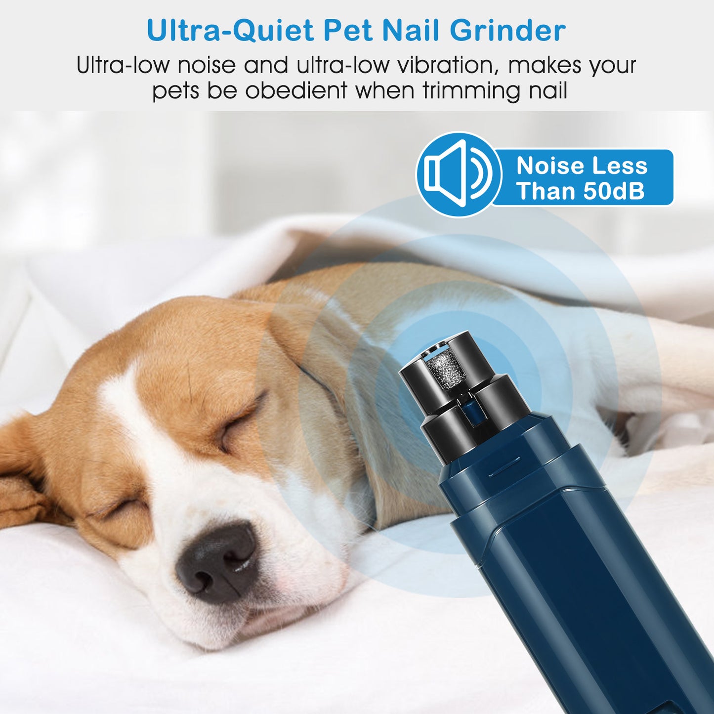 Quiet Dog Nail Grinder — Cordless USB Rechargeable Paw Care