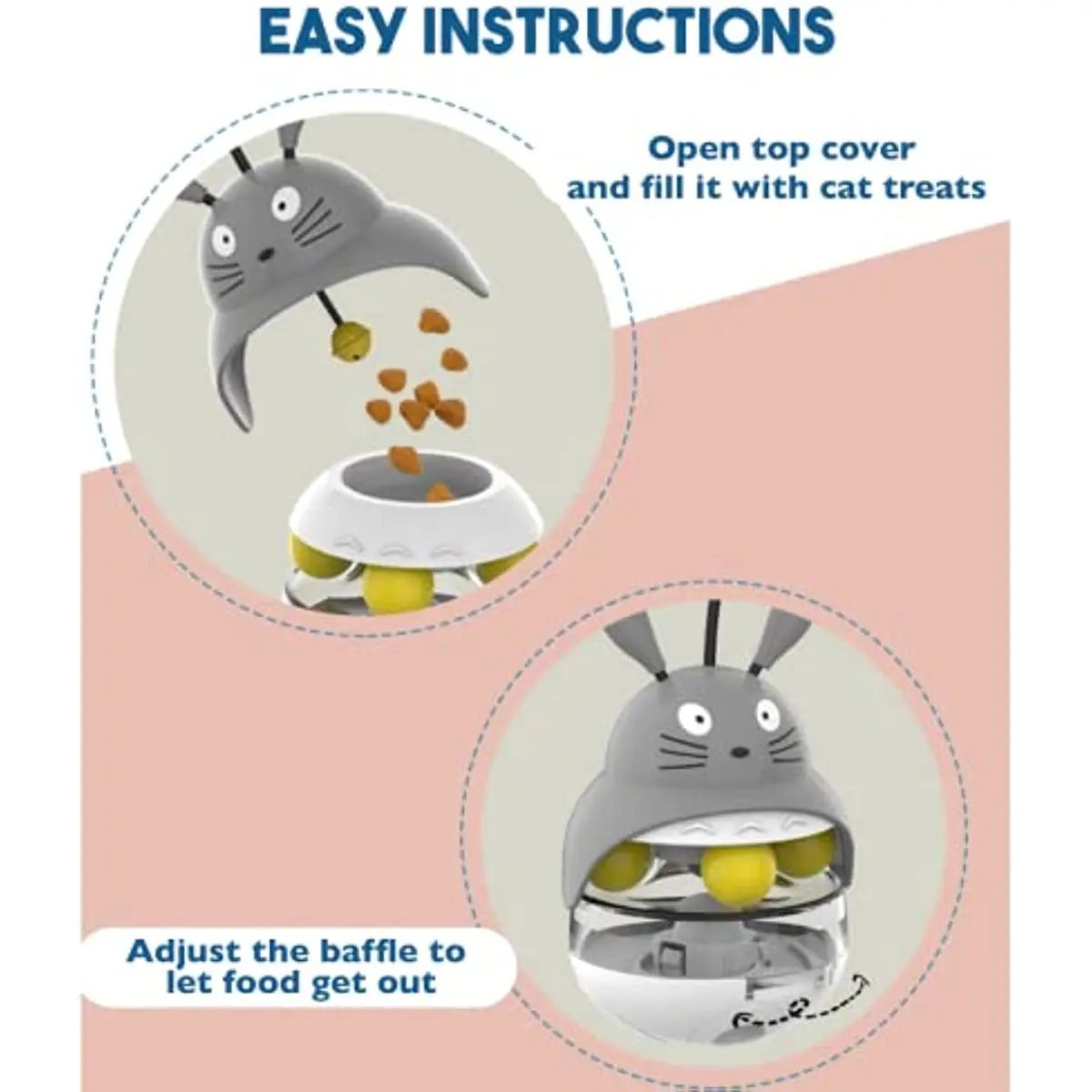 Interactive Cat Treat Dispenser Tower with Bell Toy