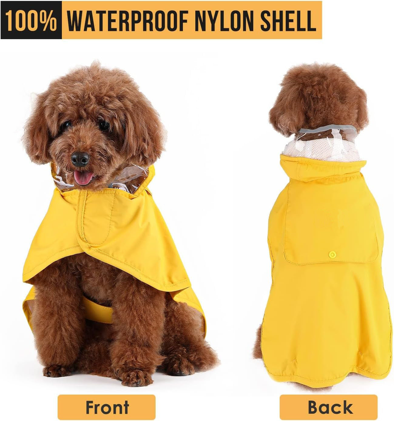 Hooded Dog Raincoat with Clear Visor Cap for Small Dogs