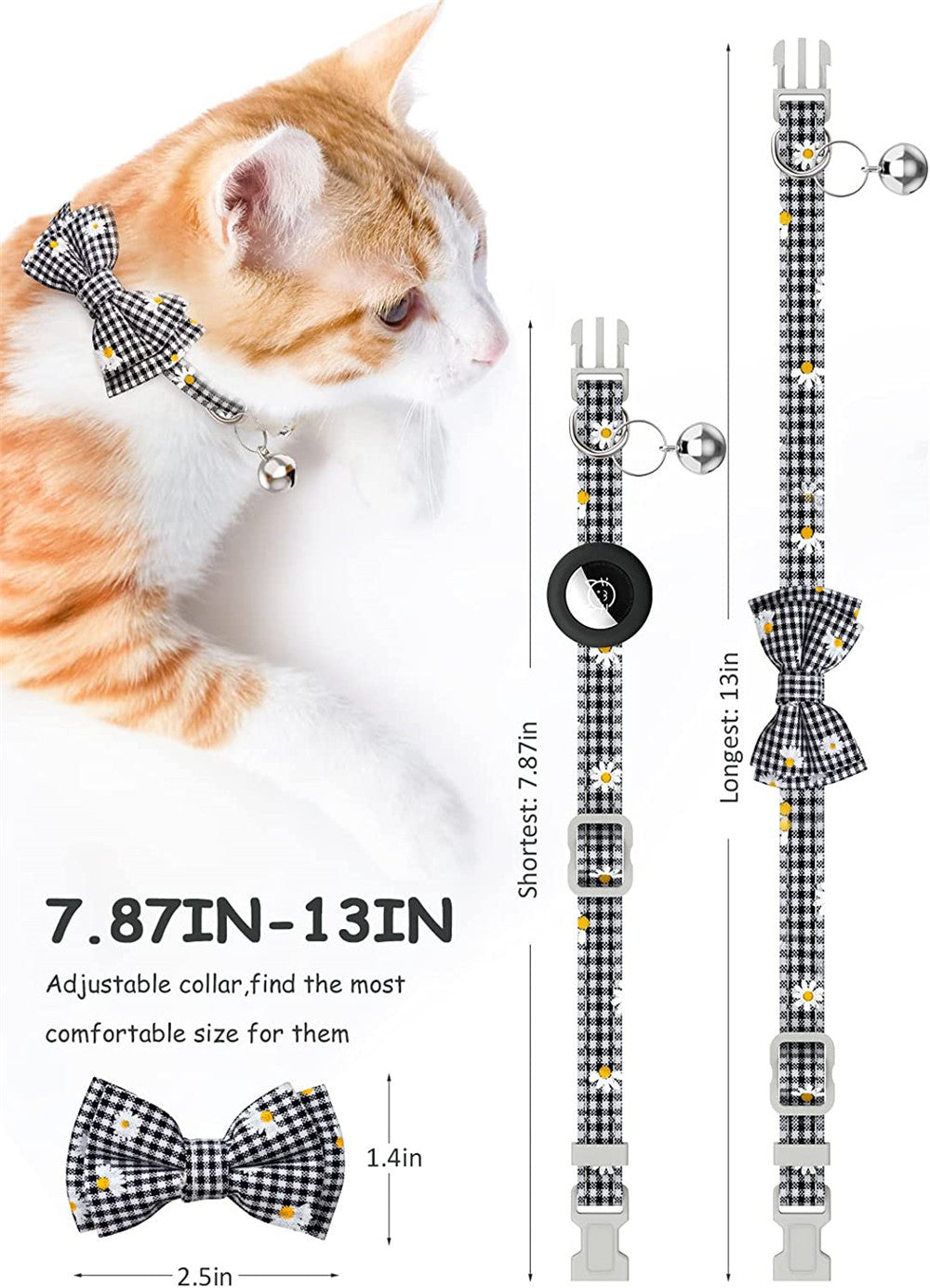 Additional view of Plaid Bow Dog & Cat Collar — Adorable Everyday Charm