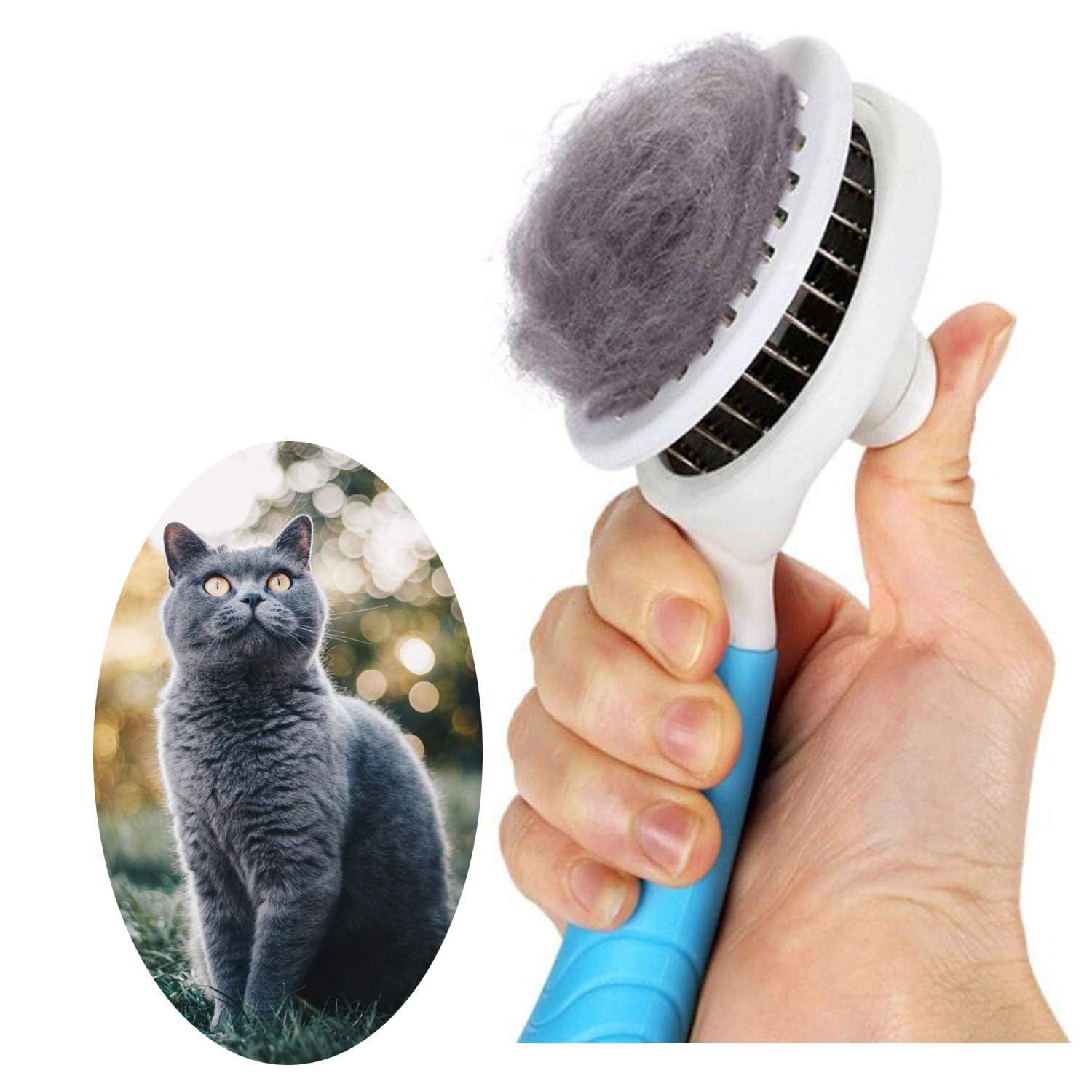 Self-Cleaning Slicker Brush for Dogs & Cats - Deshedding Tool
