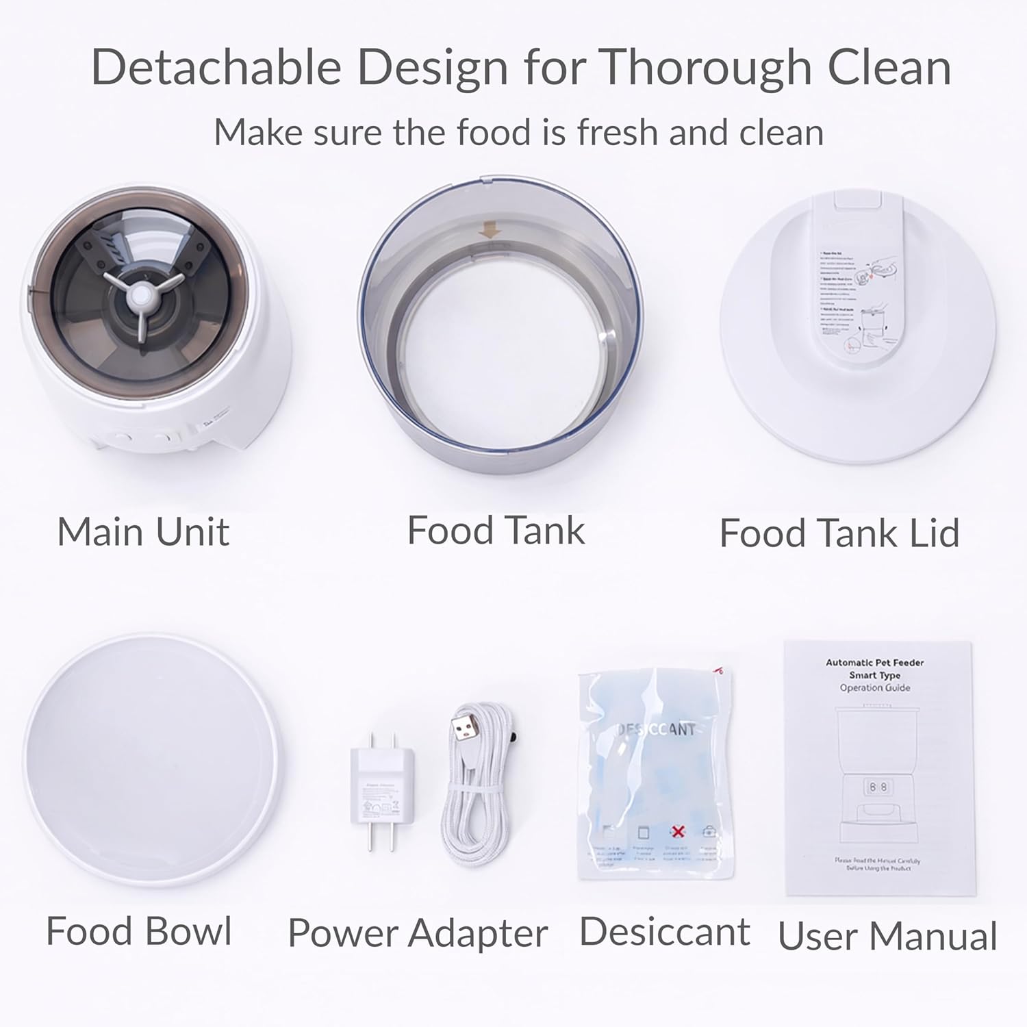 Waithem Wi-Fi Automatic Cat Feeder, Timed Dry Food Dispenser, App-Programmable Portion Control, Up To 10 Meals Per Day, Dual Power Supply, Suitable For Cats And Small Dogs