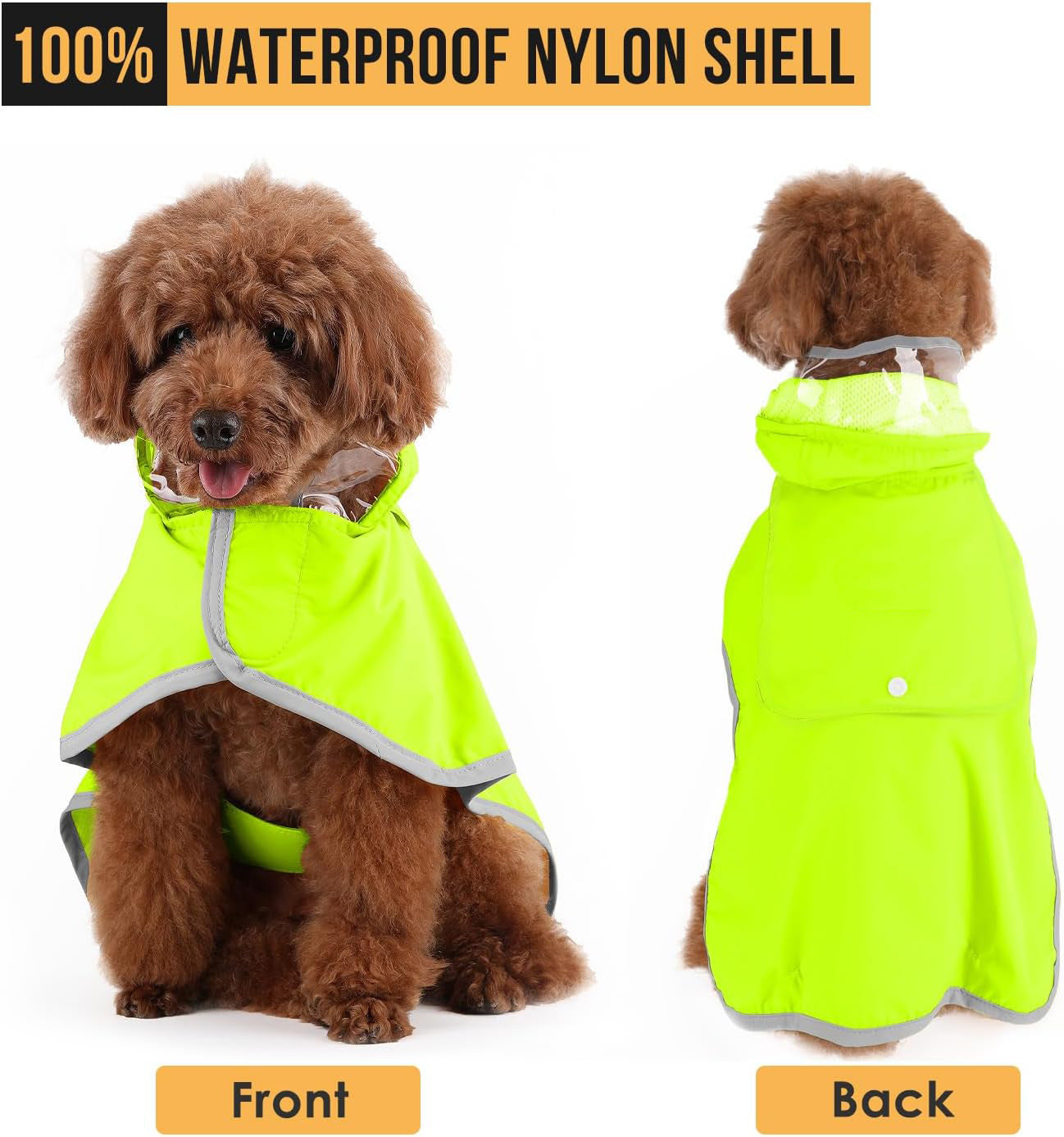 Hooded Dog Raincoat with Clear Visor Cap for Small Dogs