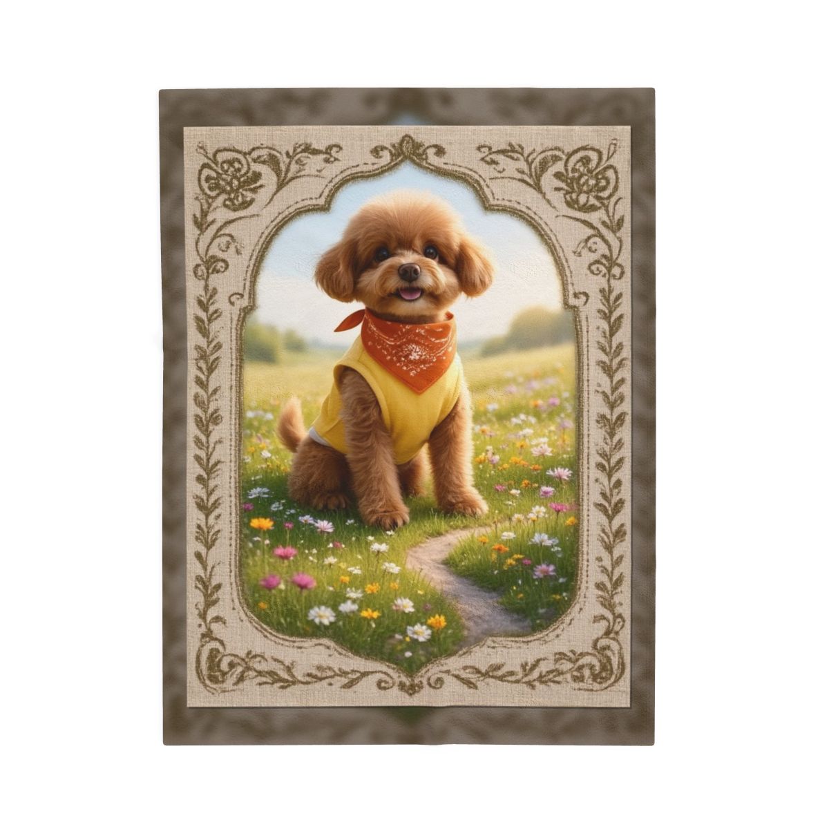 Custom Wildflower Meadow Pet Portrait Blanket | Petopia Dreams