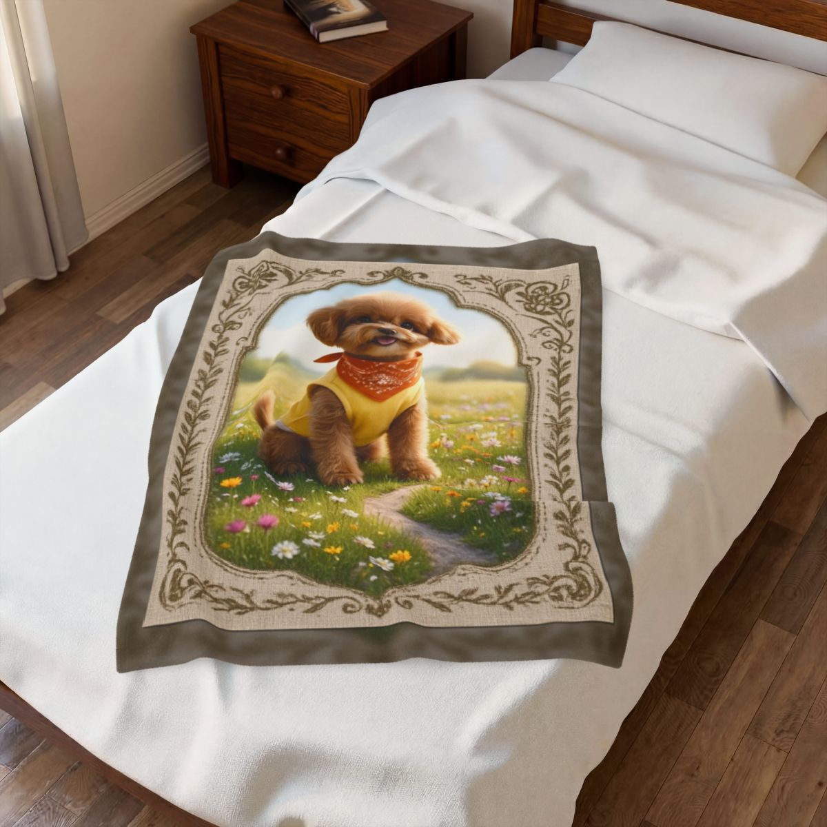 Custom Wildflower Meadow Pet Portrait Blanket | Petopia Dreams