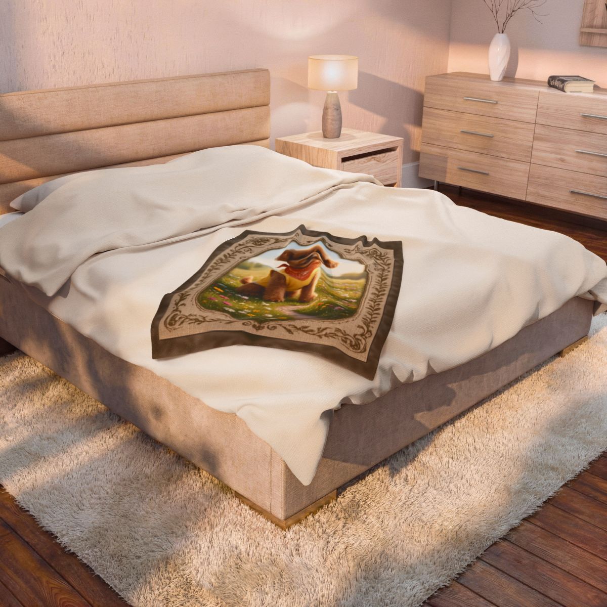 Custom Wildflower Meadow Pet Portrait Blanket | Petopia Dreams