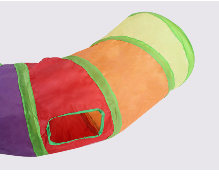 Collapsible Cat Tunnel Toy — Rainbow S-Shaped Hideaway