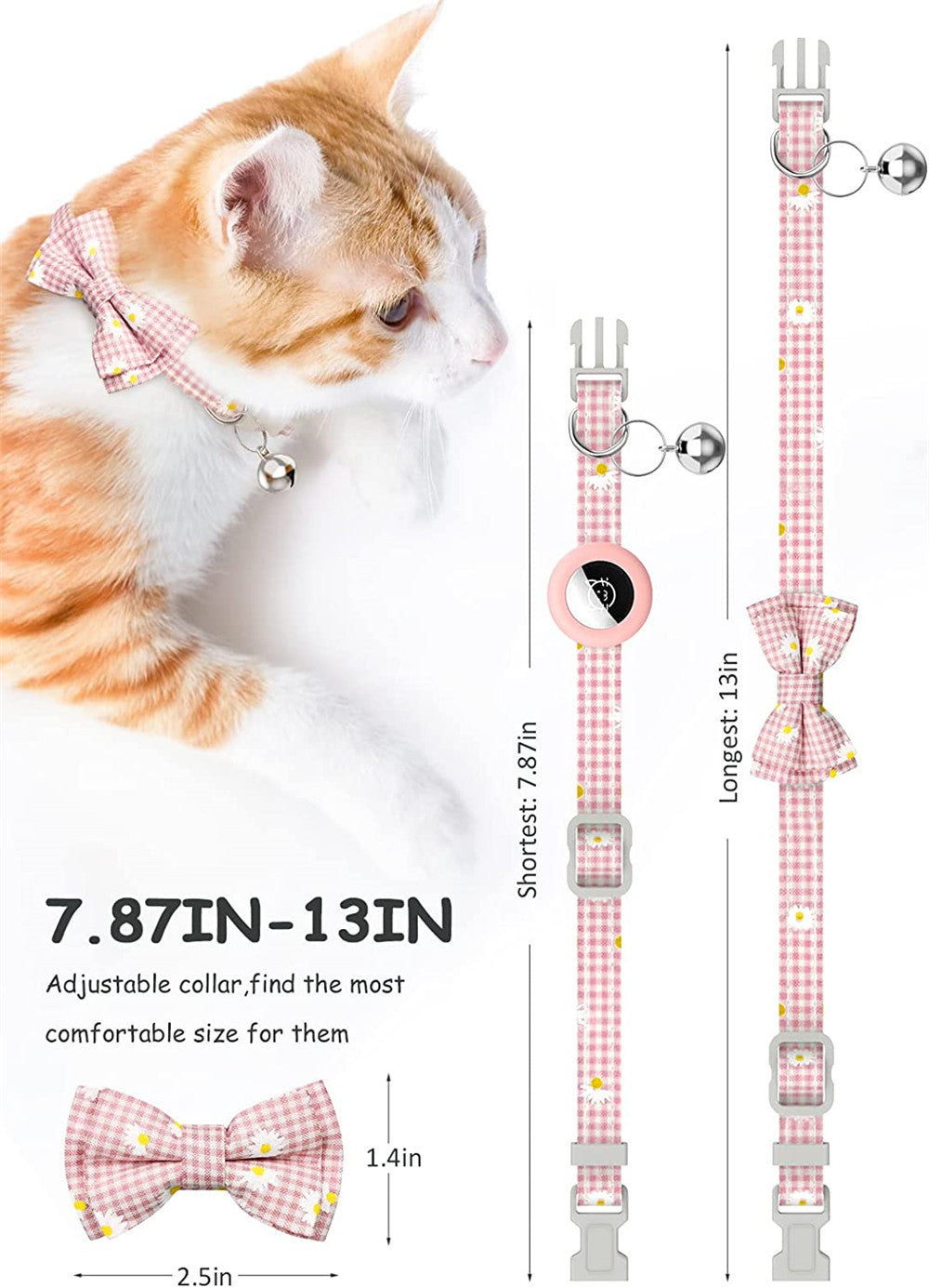 Additional view of Plaid Bow Dog & Cat Collar — Adorable Everyday Charm