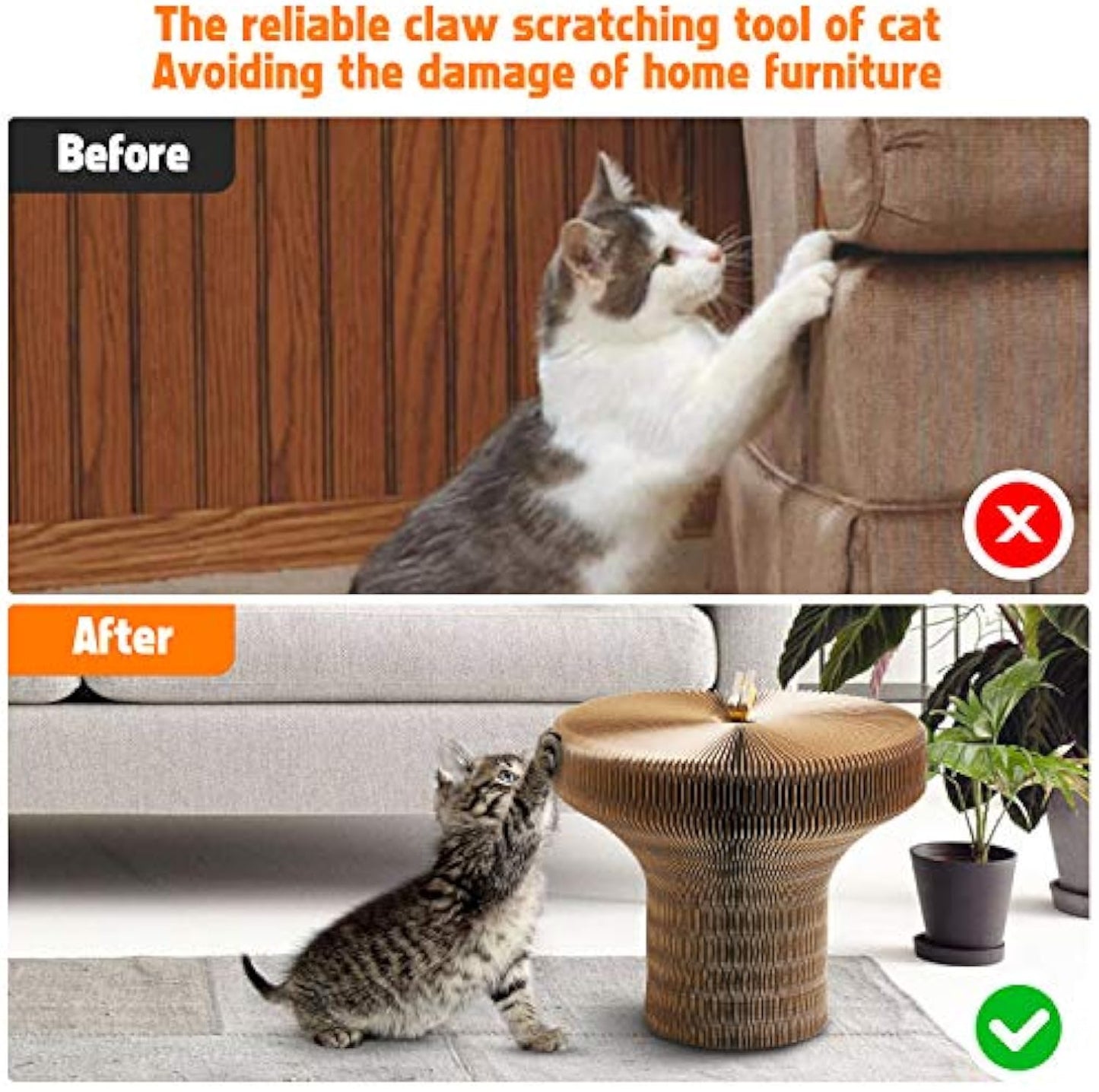 Collapsible Cardboard Cat Scratcher Lounge Bed for Indoor Cats
