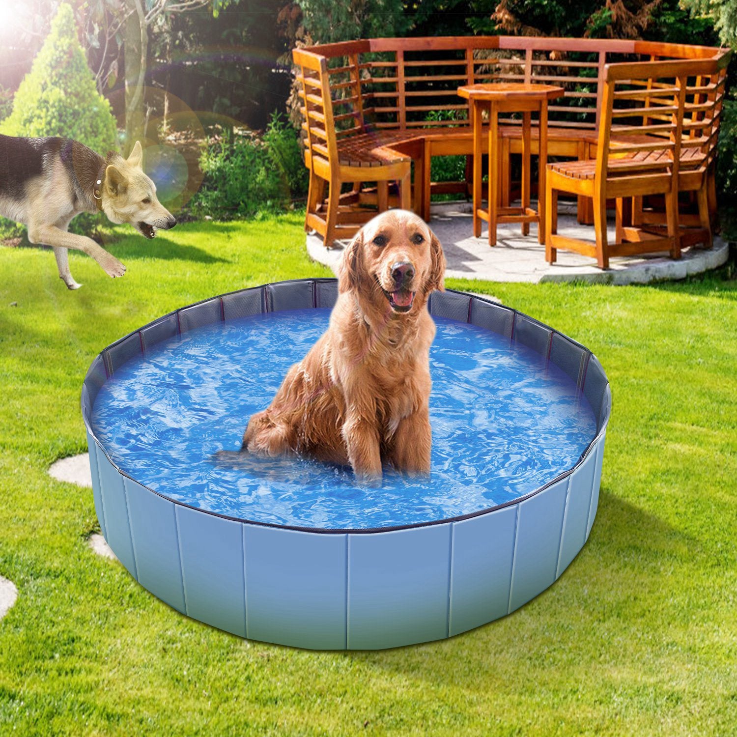 Foldable Dog Swimming Pool — Cooling Bath & Splash Tub for Pets