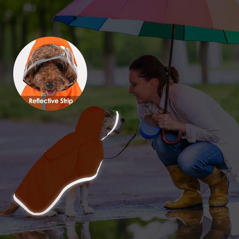 Hooded Dog Raincoat with Clear Visor Cap for Small Dogs
