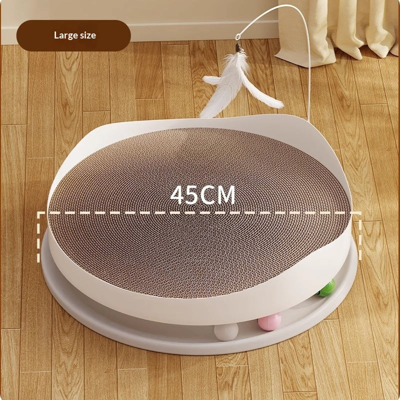 3-in-1 Cat Scratcher with Feather Teaser & Bell Ball