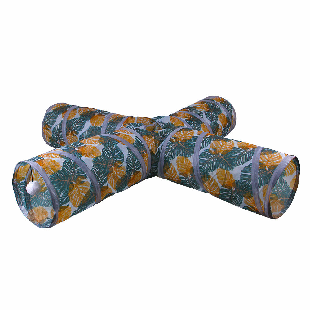 Foldable Cat Tunnel Toy — Collapsible Crinkle Play Maze