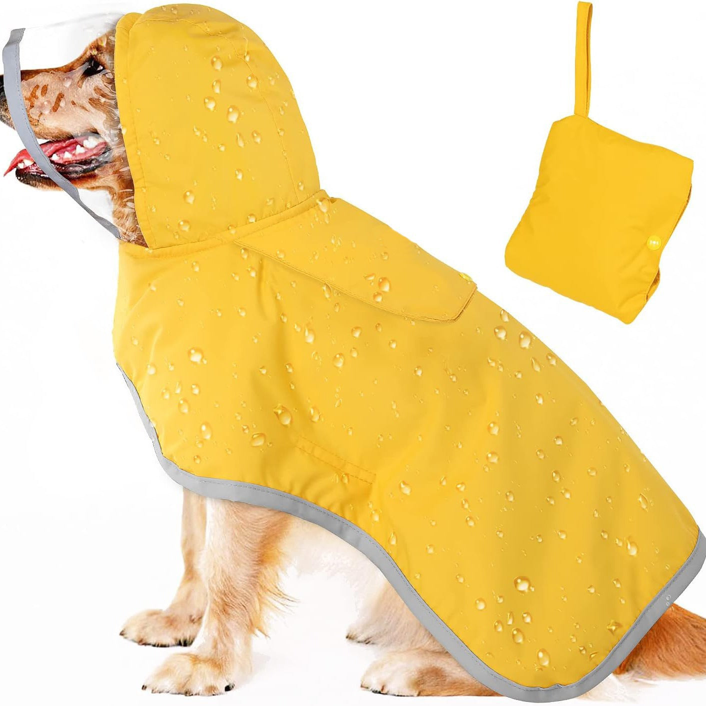 Hooded Dog Raincoat with Clear Visor Cap for Small Dogs