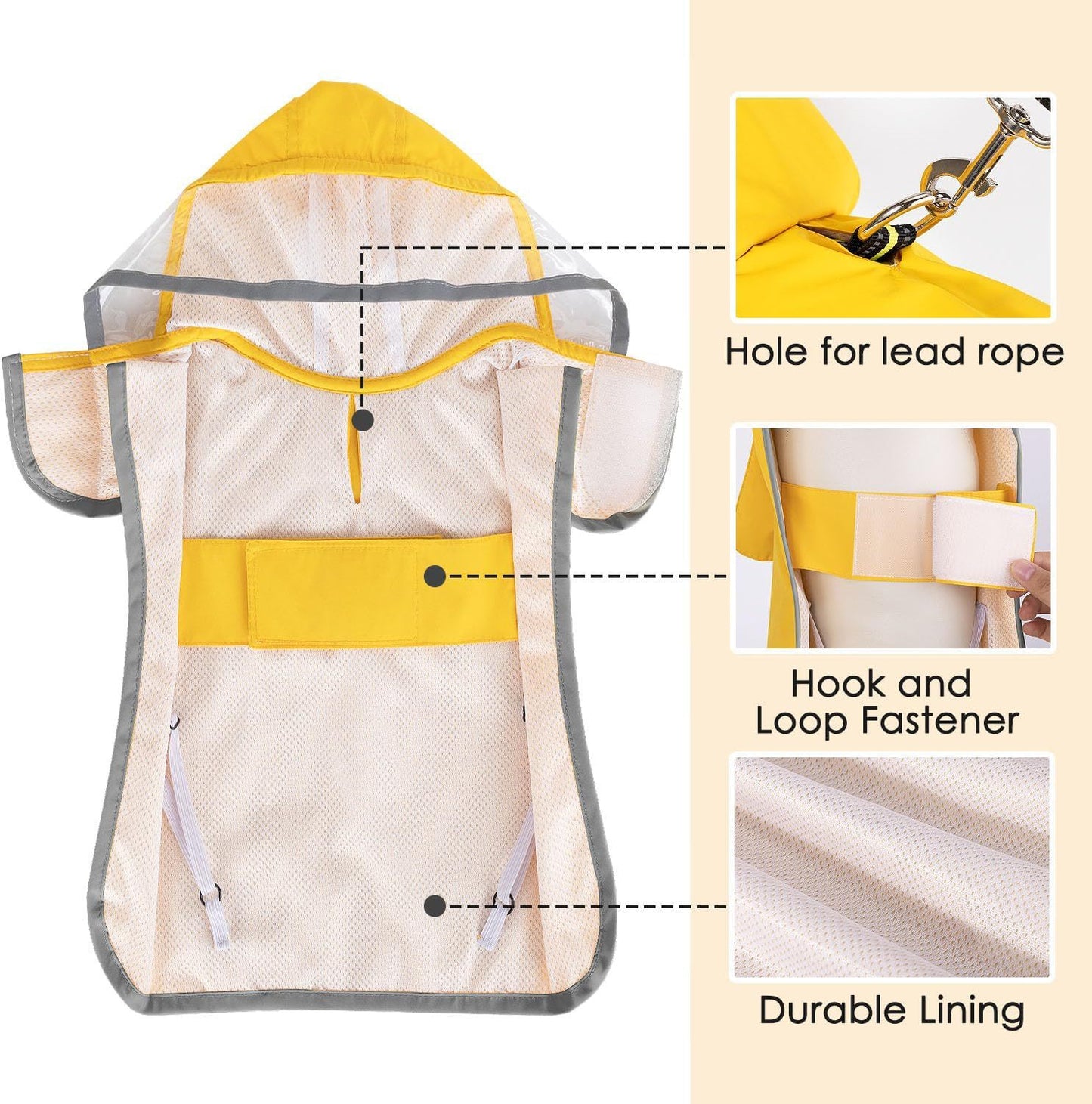 Hooded Dog Raincoat with Clear Visor Cap for Small Dogs