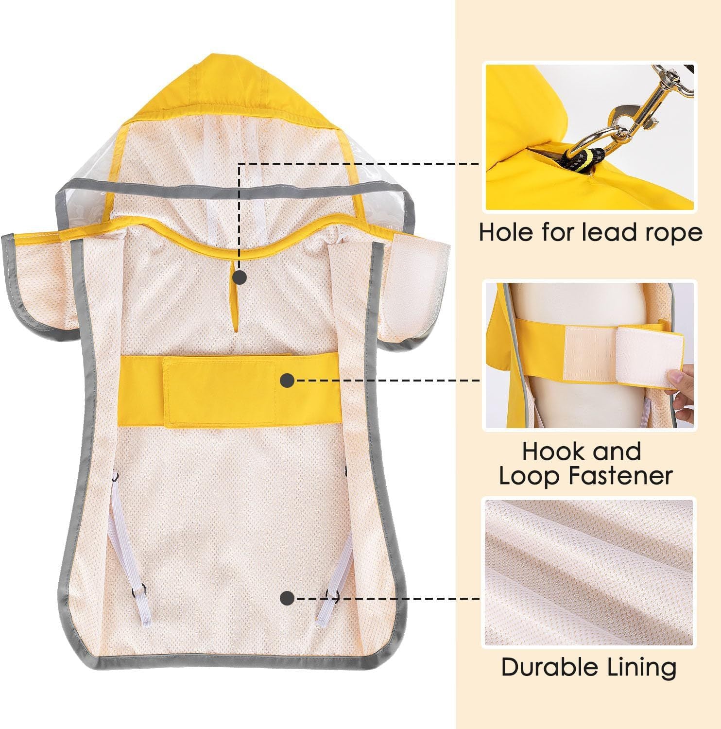 Hooded Dog Raincoat with Clear Visor Cap for Small Dogs