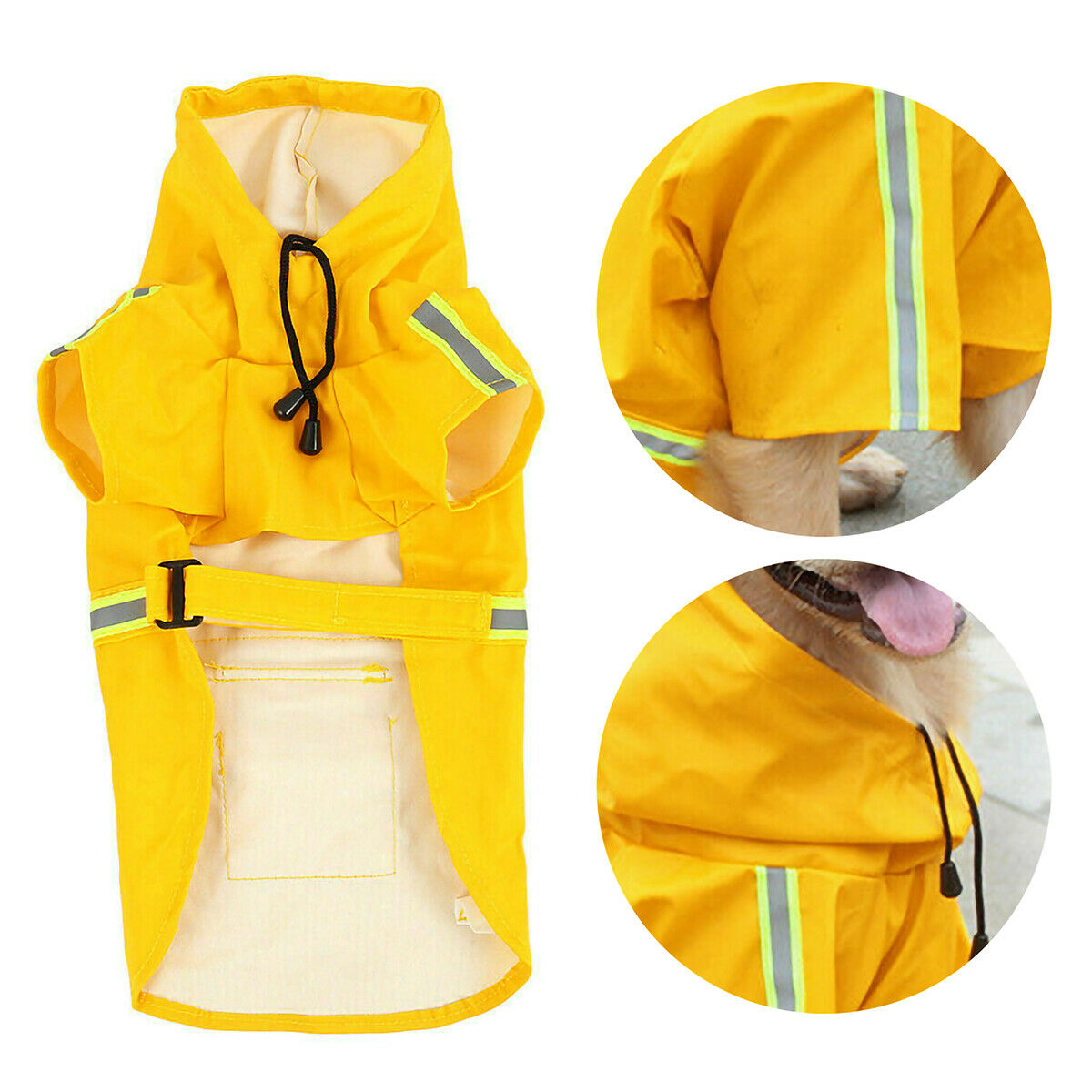 Hooded Dog Raincoat with Reflective Stripe & Leash Hole