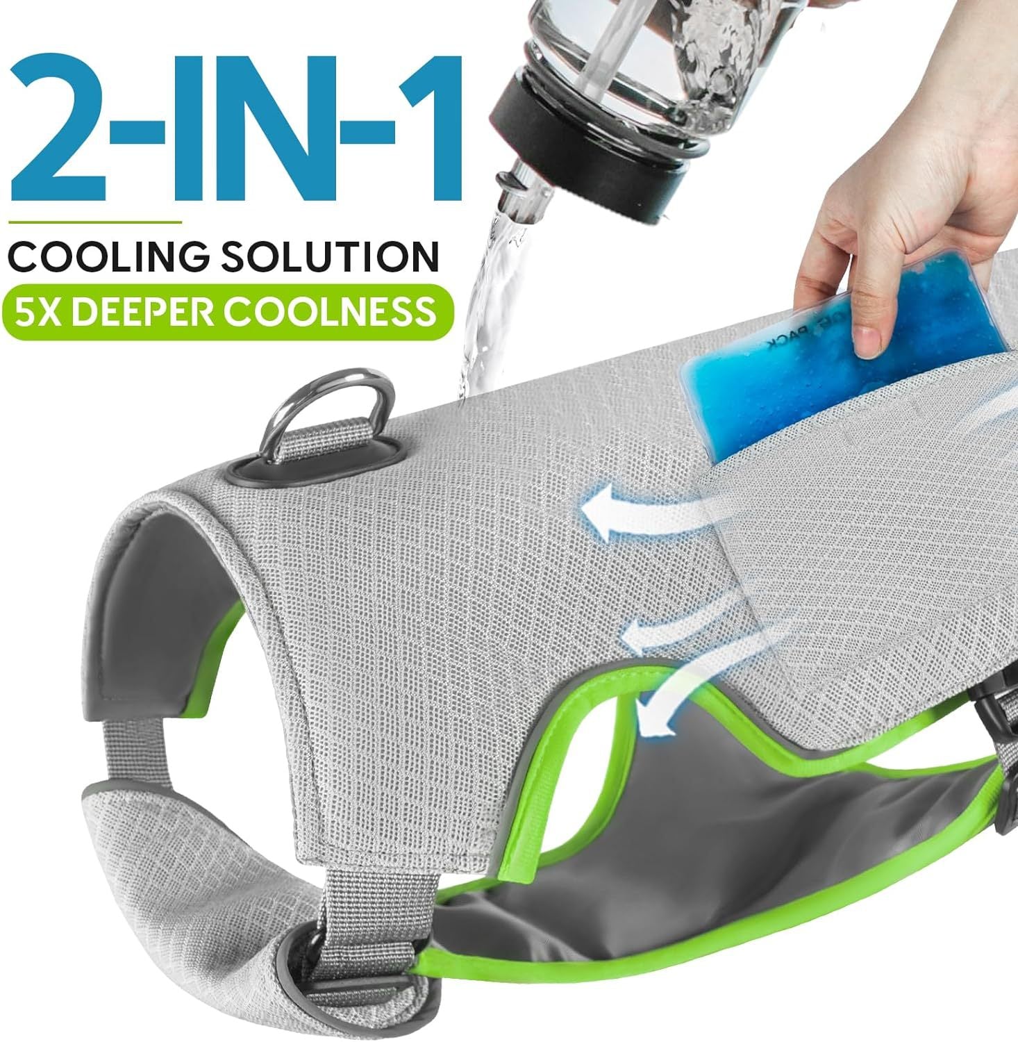 Dog Cooling Vest with Ice Packs & Leash Ring for Hot Weather - photo 2