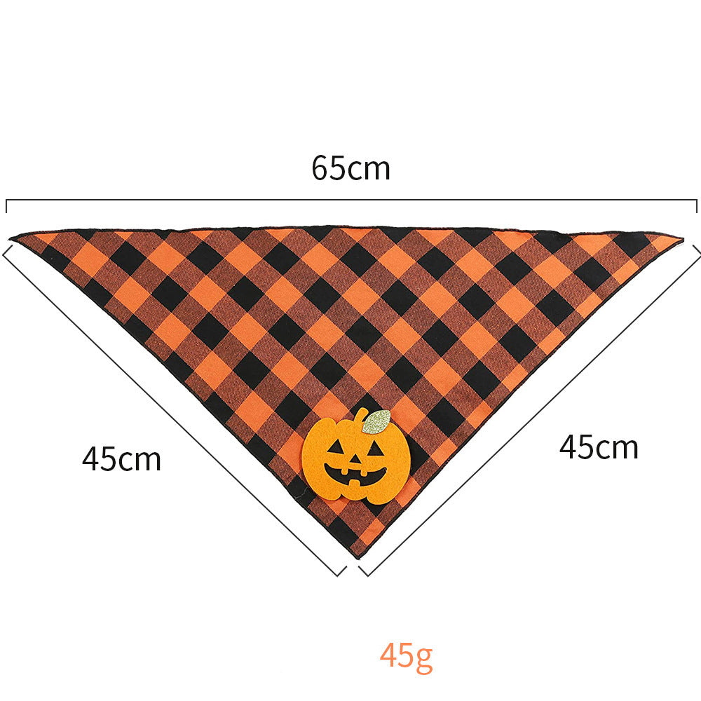 Additional view of Halloween Dog Bandana with Pumpkin & Skeleton Appliques