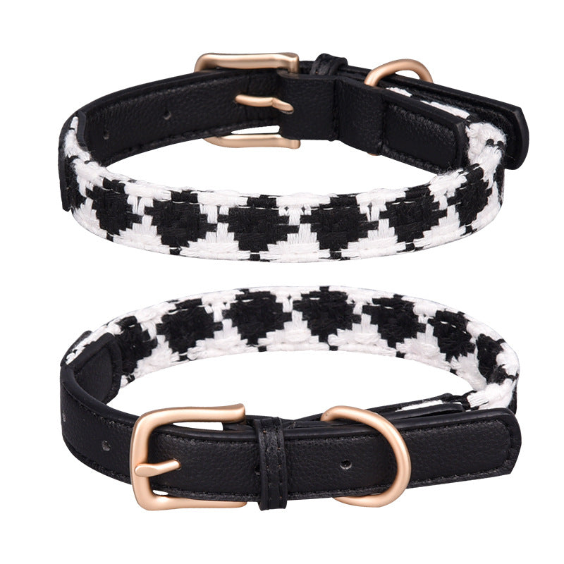 Additional view of Plaid Dog Collar — Soft Woven Linen Comfort Collar
