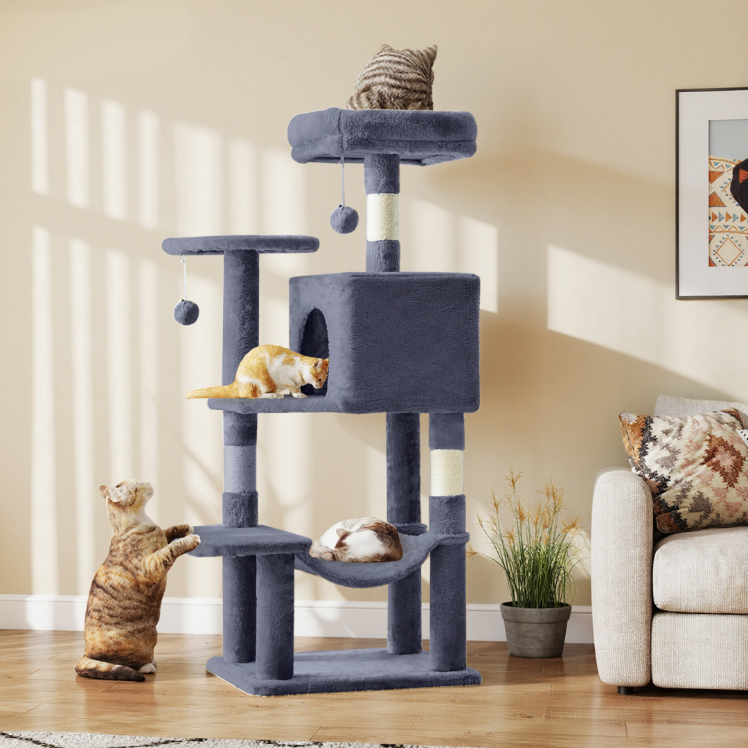 44-Inch Cat Tree Tower with Sisal Scratching Posts & Hammock
