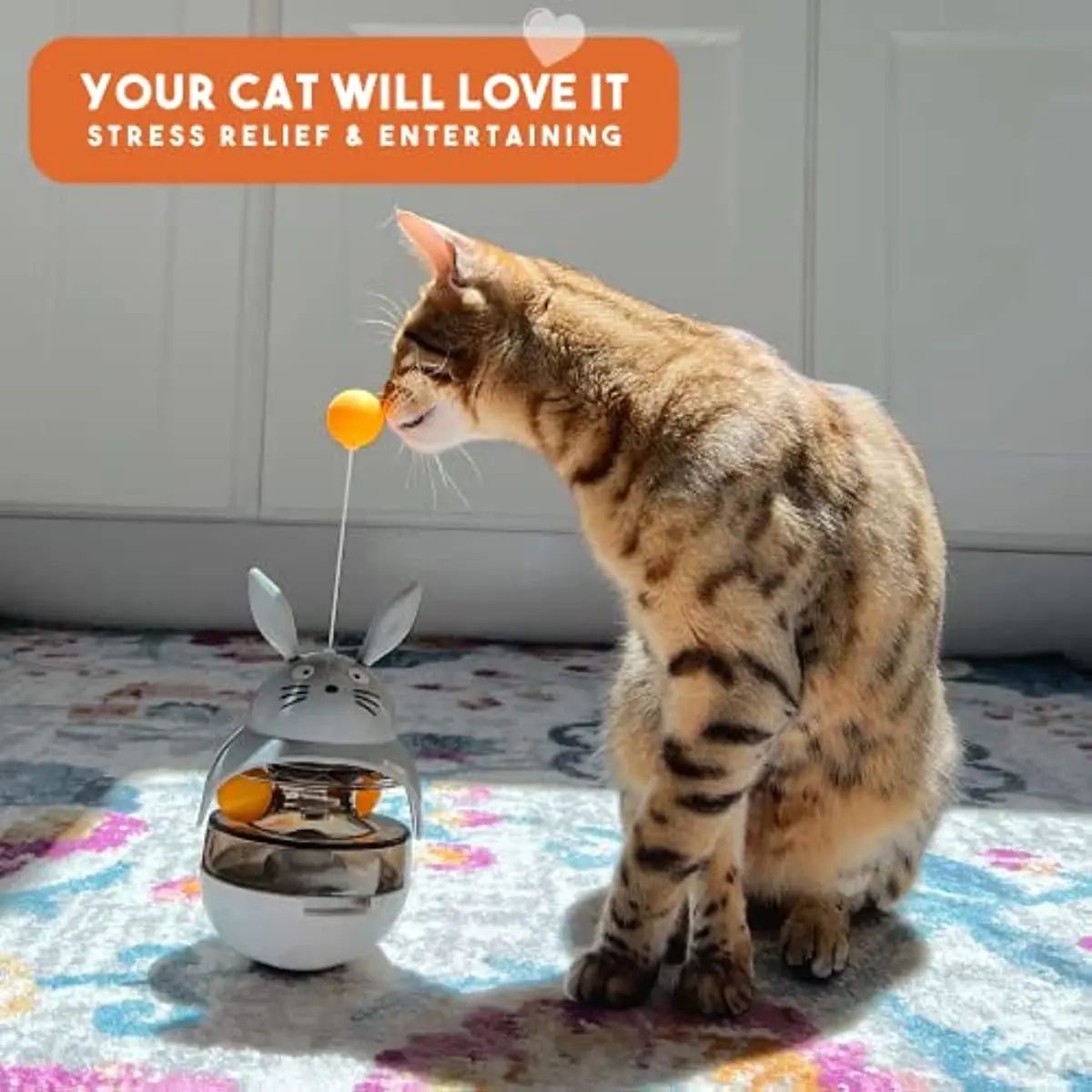 Interactive Cat Treat Dispenser Tower with Bell Toy