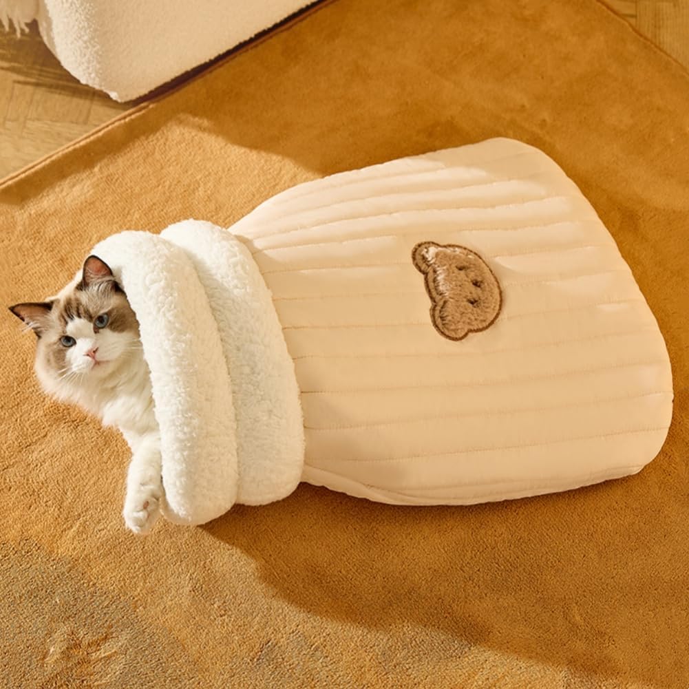 Calming Cat Sleeping Bag — Cozy Self-Warming Cave Bed